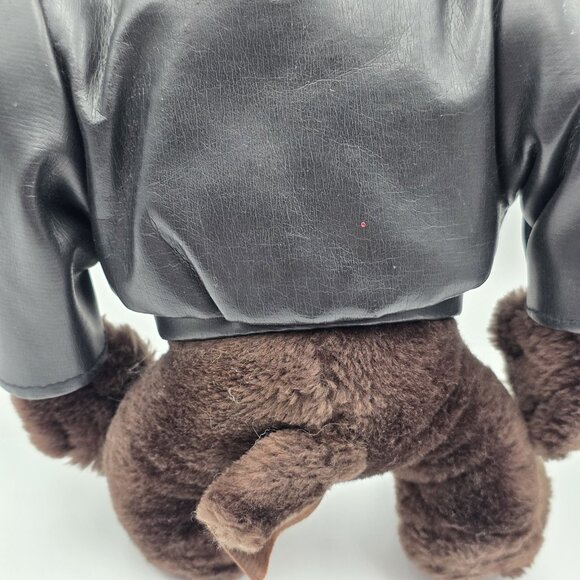 Vintage Warner Bros Tasmanian Devil Plush Biker Jacket Bandana 1980s Mighty Star - Picture 5 of 7